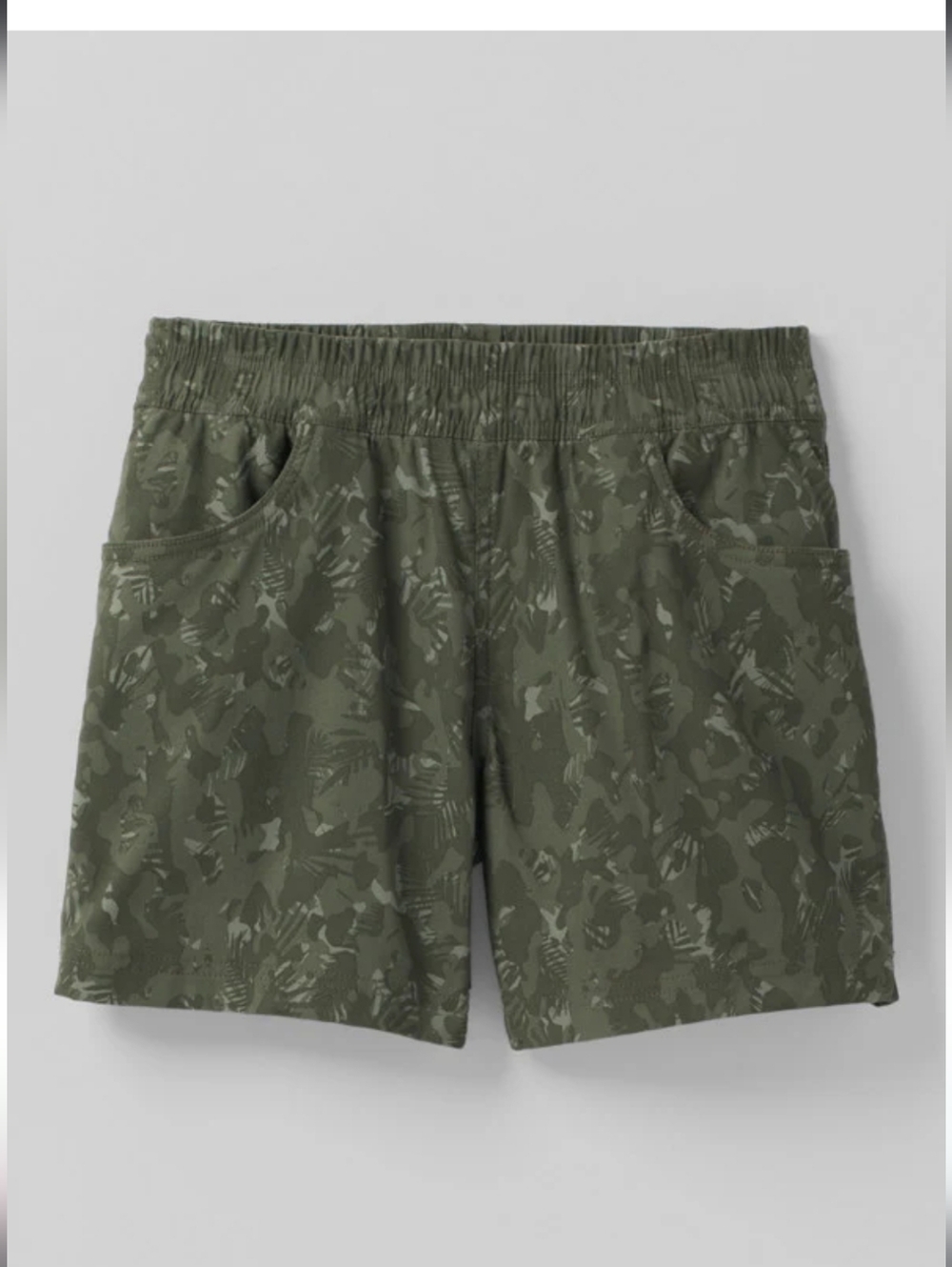 Prana Halle Evergreen Camo E-Waist Shorts, 3 inch Inseam